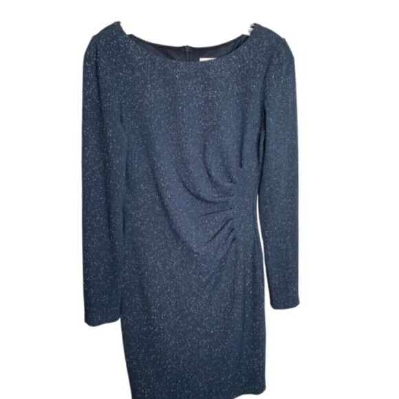 Eliza J Dresses & Skirts - Eliza‎ J Long Sleeve Sheath Dress Sz 4 Blue with Silver sparkle fabric EUC